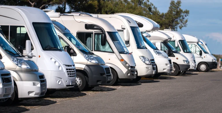 Row of motorhomes